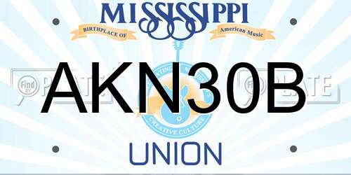 AKN30B Mississippi License Plate