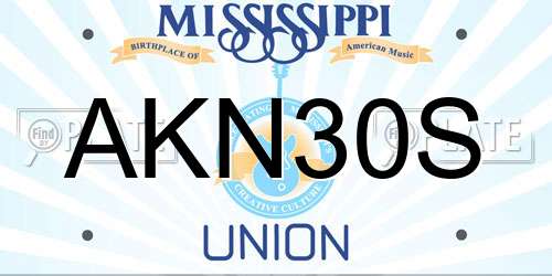 AKN30S Mississippi License Plate