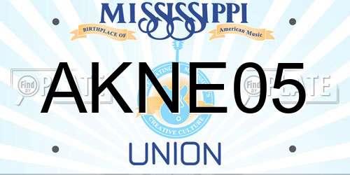 AKNE05 Mississippi License Plate