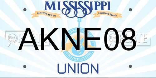 AKNE08 Mississippi License Plate