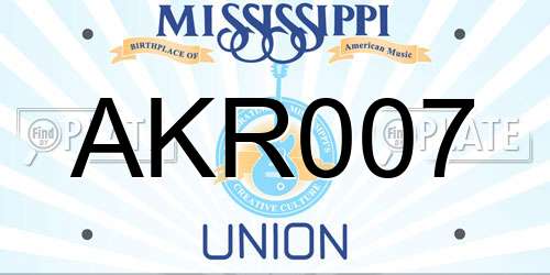 AKR007 Mississippi License Plate