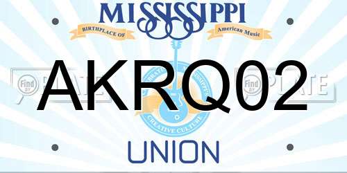 AKRQ02 Mississippi License Plate