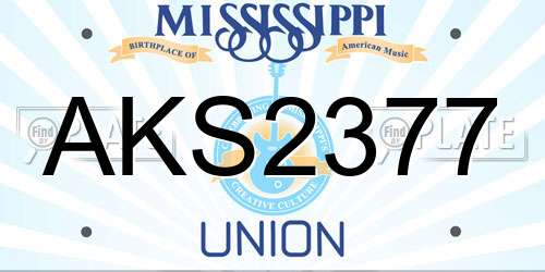 AKS2377 Mississippi License Plate