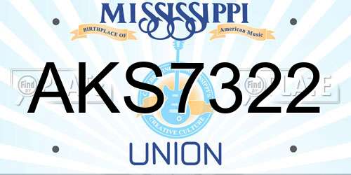 AKS7322 Mississippi License Plate
