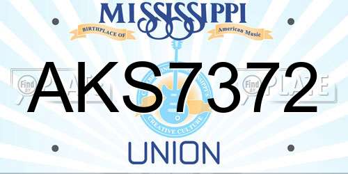AKS7372 Mississippi License Plate