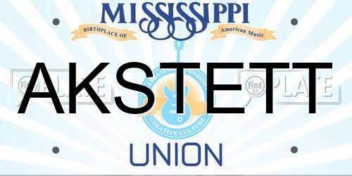 AKSTETT Mississippi License Plate