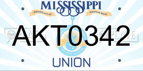 AKT0342 Mississippi License Plate