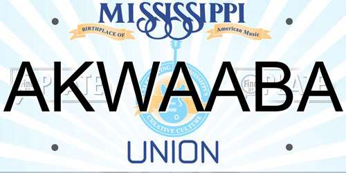 AKWAABA Mississippi License Plate