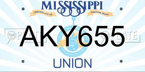 AKY655 Mississippi License Plate