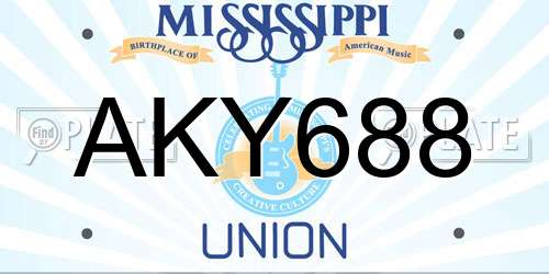 AKY688 Mississippi License Plate