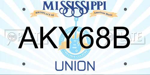AKY68B Mississippi License Plate