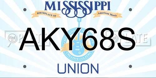 AKY68S Mississippi License Plate