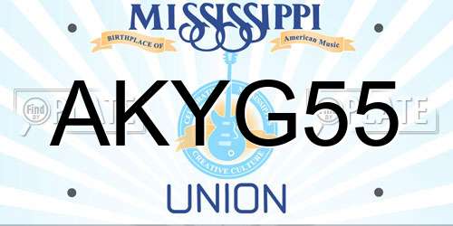 AKYG55 Mississippi License Plate