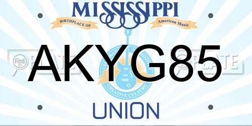 AKYG85 Mississippi License Plate