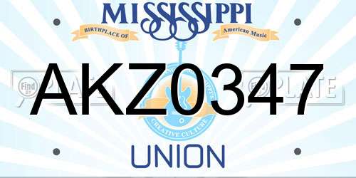 AKZ0347 Mississippi License Plate