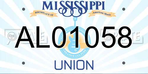 AL01058 Mississippi License Plate