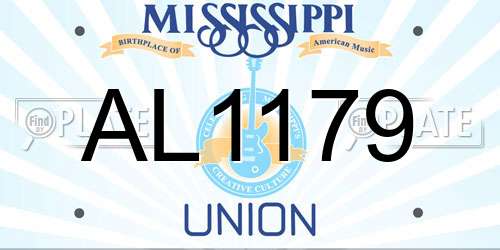 AL1179 Mississippi License Plate