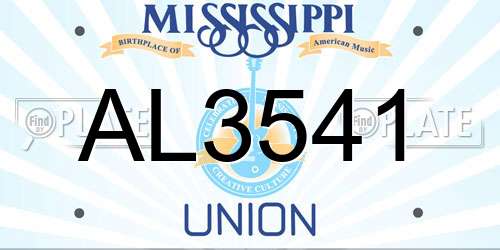 AL3541 Mississippi License Plate