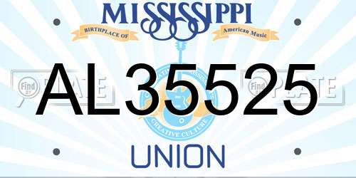 AL35525 Mississippi License Plate