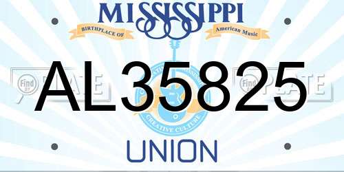 AL35825 Mississippi License Plate