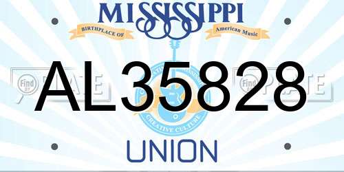 AL35828 Mississippi License Plate