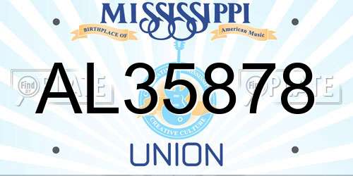 AL35878 Mississippi License Plate