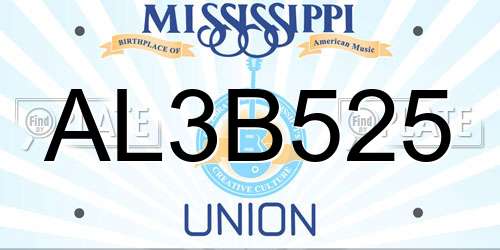 AL3B525 Mississippi License Plate