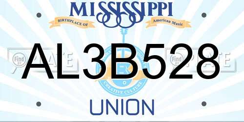 AL3B528 Mississippi License Plate