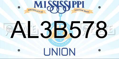 AL3B578 Mississippi License Plate