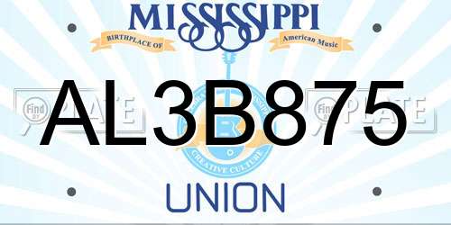 AL3B875 Mississippi License Plate