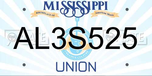 AL3S525 Mississippi License Plate