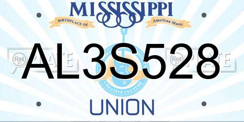 AL3S528 Mississippi License Plate