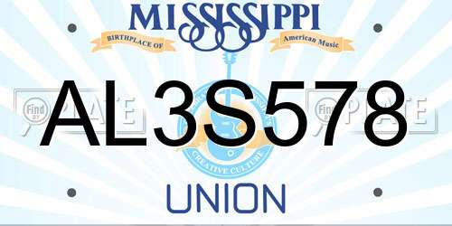 AL3S578 Mississippi License Plate