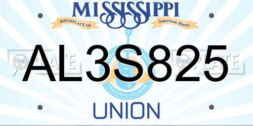AL3S825 Mississippi License Plate