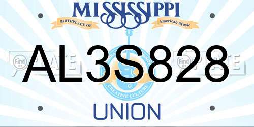 AL3S828 Mississippi License Plate