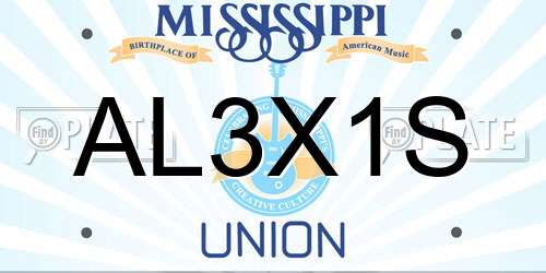 AL3X1S Mississippi License Plate