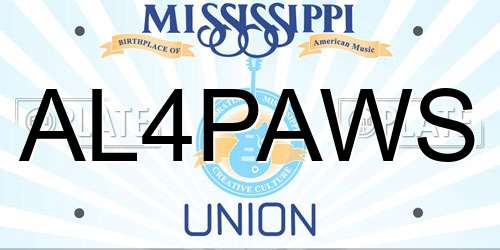 AL4PAWS Mississippi License Plate