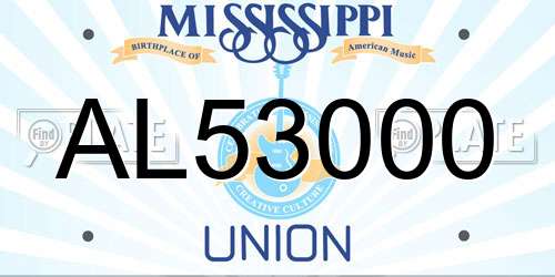 AL53000 Mississippi License Plate