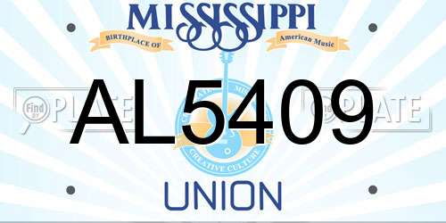AL5409 Mississippi License Plate