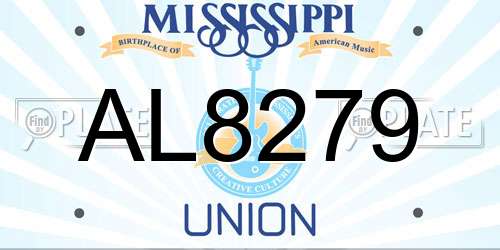 AL8279 Mississippi License Plate