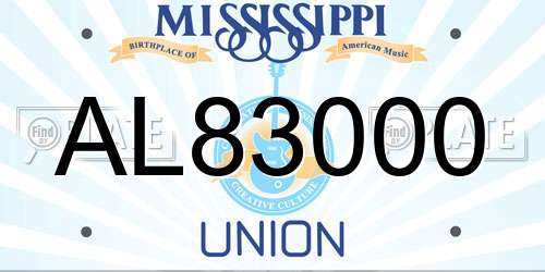 AL83000 Mississippi License Plate