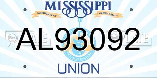 AL93092 Mississippi License Plate