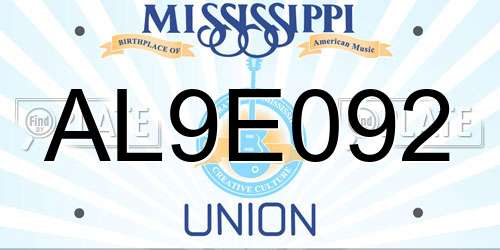 AL9E092 Mississippi License Plate