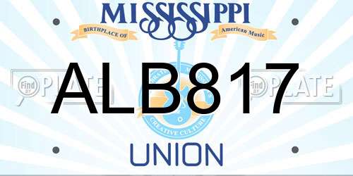 ALB817 Mississippi License Plate