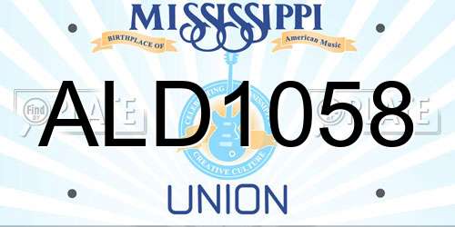 ALD1058 Mississippi License Plate