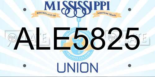 ALE5825 Mississippi License Plate