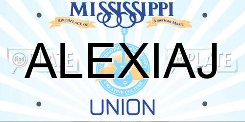 ALEXIAJ Mississippi License Plate