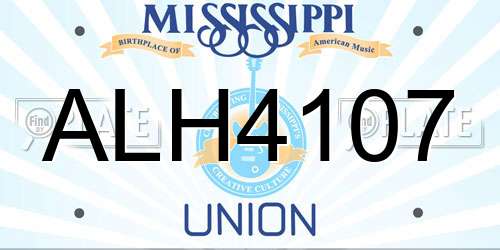 ALH4107 Mississippi License Plate