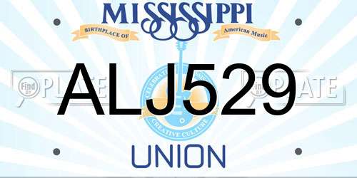 ALJ529 Mississippi License Plate