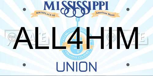 ALL4HIM Mississippi License Plate